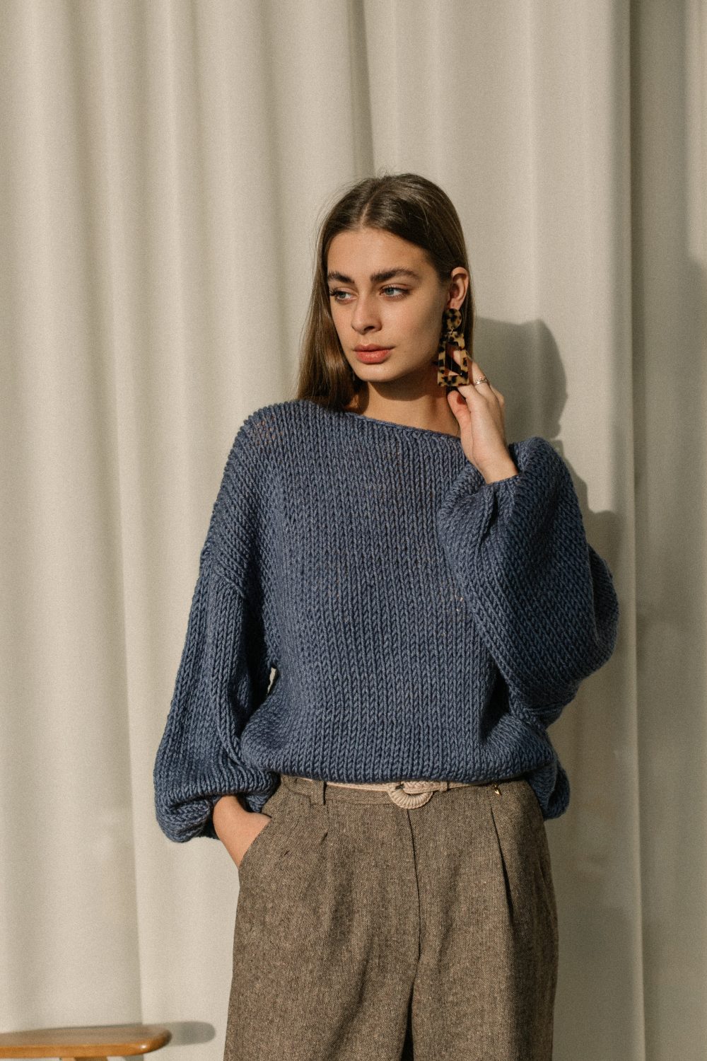 Blue oversize wool sweater