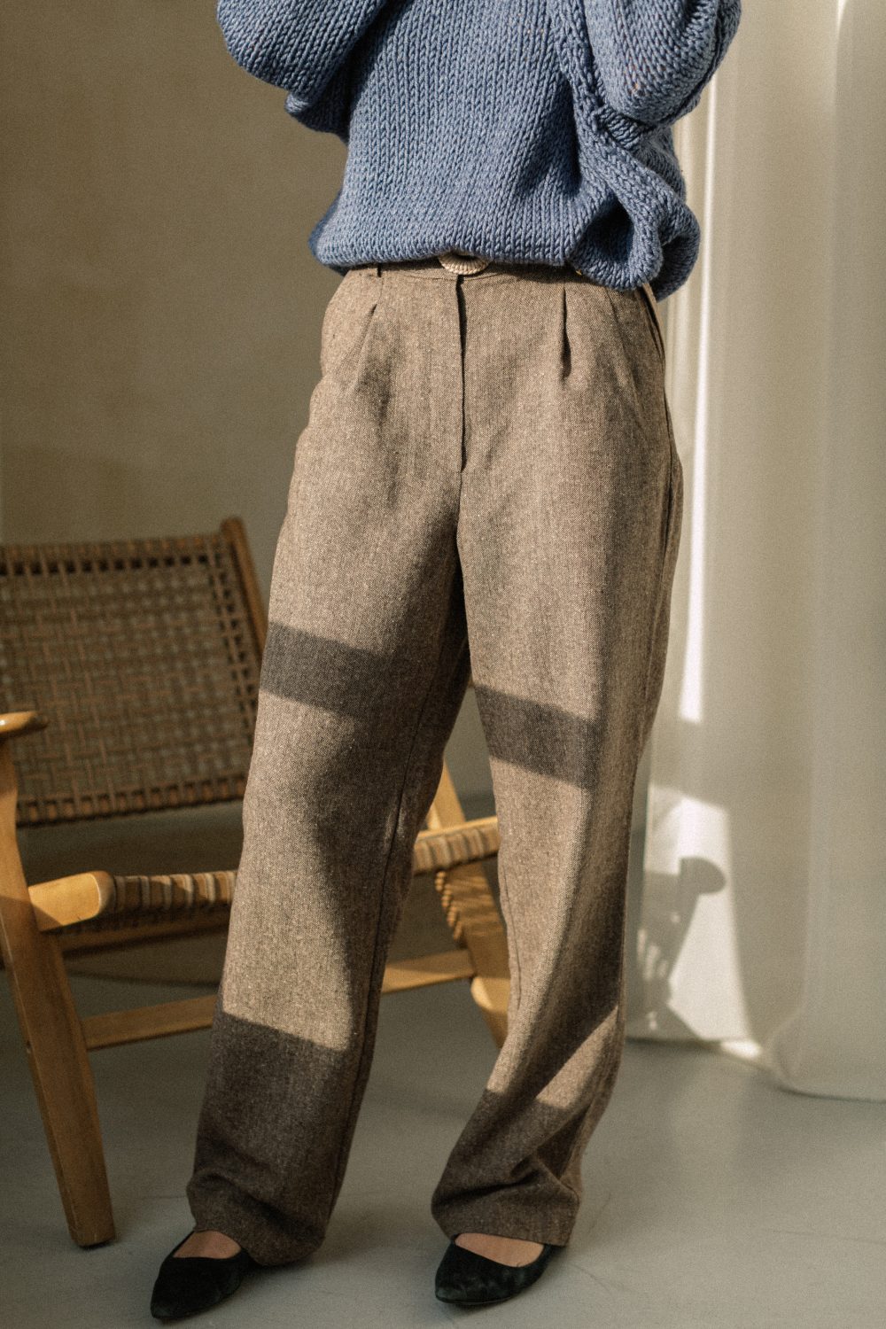 High waist tweed trousers - Image 2